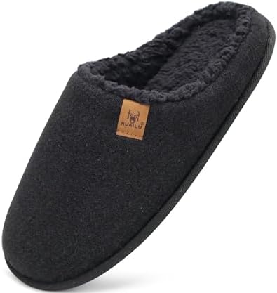 Mens House Memory Foam Slippers in Black