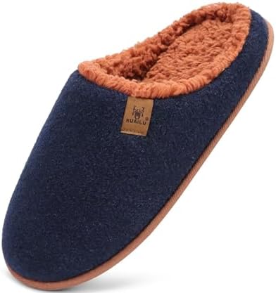 Mens House Memory Foam Slippers in Blue Brown