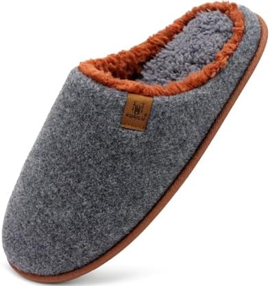 Mens House Memory Foam Slippers in Grey Brown