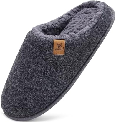 Mens House Memory Foam Slippers in Grey