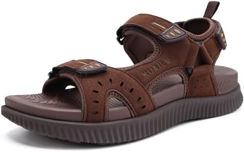 Mens Leather Hiking Sandals with Arch Support