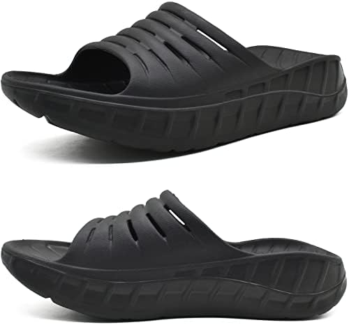 Mens Recovery Sandals Arch Support Slides in Black
