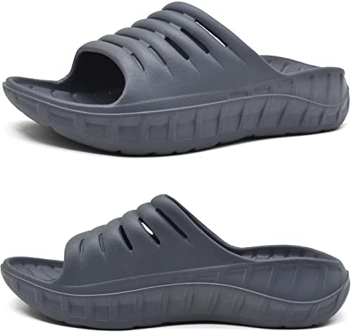Mens Recovery Sandals Arch Support Slides in Dark Grey