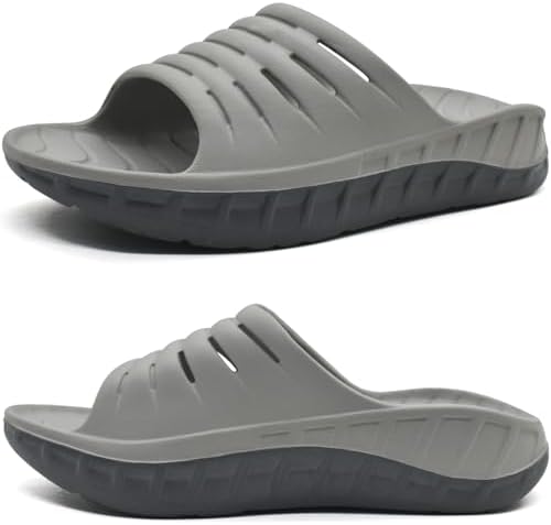 Mens Recovery Sandals Arch Support Slides in Grey