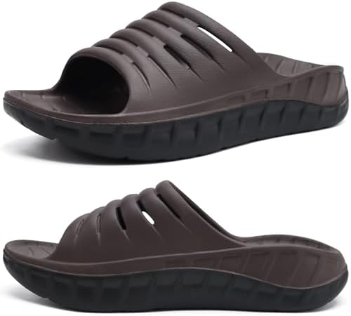 Mens Recovery Sandals Arch Support Slides in Chestnut