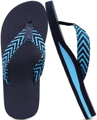 Mens Rubber Flip Flops with Comfortable Arch in Bright Blue