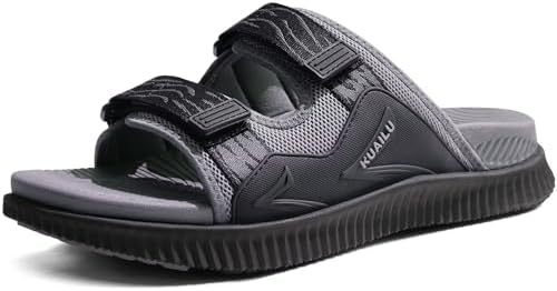 Mens Sandals Arch Support Cushion Recovery Slides in Grey