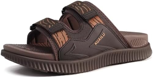 Mens Sandals Arch Support Cushion Recovery Slides in Brown