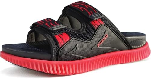 Mens Sandals Arch Support Cushion Recovery Walking in Black/Red