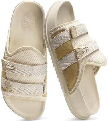 Mens Sandals Comfort Arch Support Fabric Sandal in Beige White