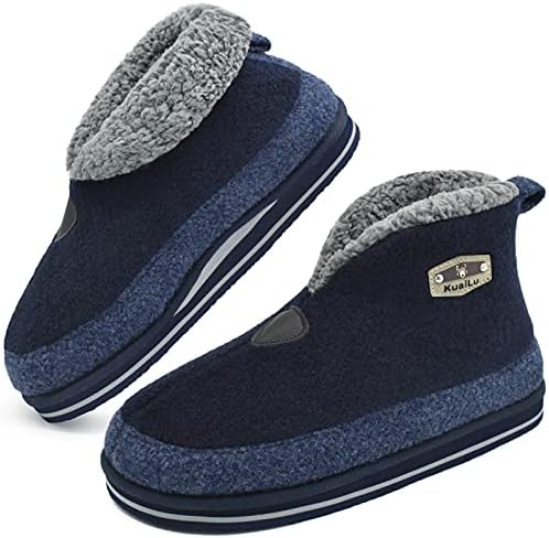 Mens Slippers Booties With Plush Lining Winter Warm in Blue
