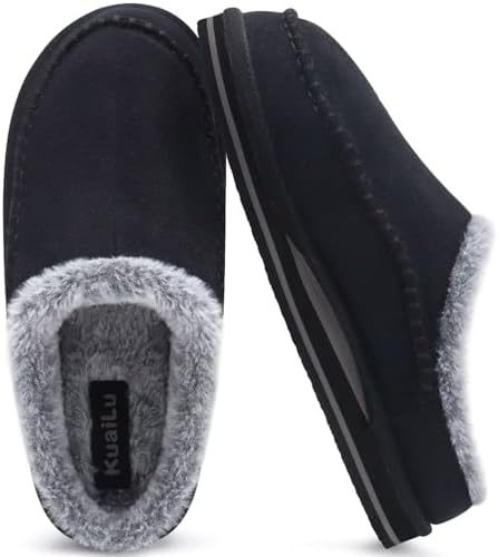 Mens Slippers Home Shoes Bedroom Clogs Slippers in Black