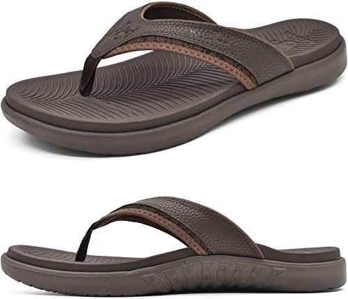 Mens Sport Flip Flops Thong Sandals in Brown