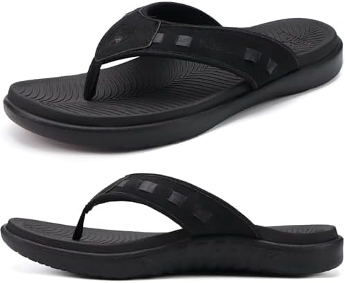 Mens Sport Flip Flops Thong Sandals in Fashion Black