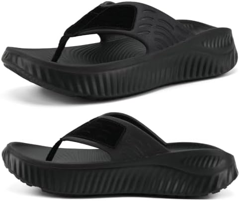 Recovery Flip Flops for Women Comfortable Arch in All Black