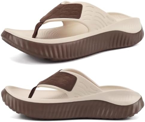 Recovery Flip Flops for Women Comfortable Arch in Beige Brown