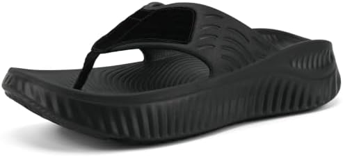 Recovery Arch Support Flip Flops in All Black