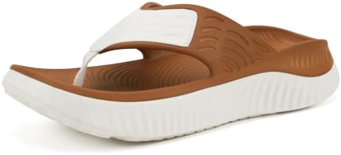 Recovery Flip Flops for Women Sport Thong Sandals in Khaki White