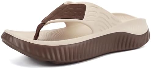 Recovery Arch Support Flip Flops in Beige Brown