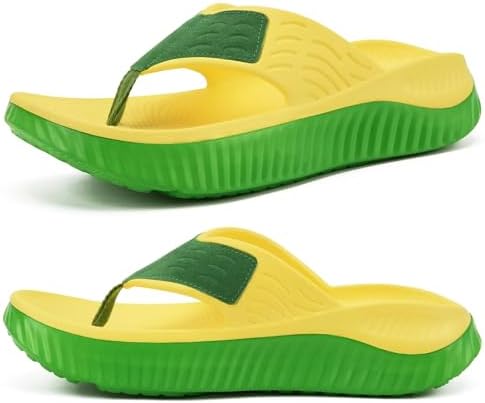 Recovery Flip Flops for Women Sport Thong Sandals in Yellow Green