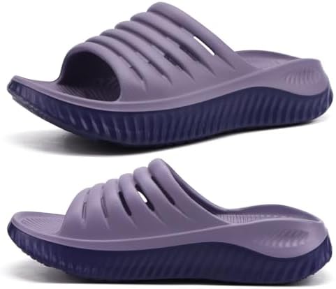 Recovery Sandals Women With Comfortable Arch in Double Purple