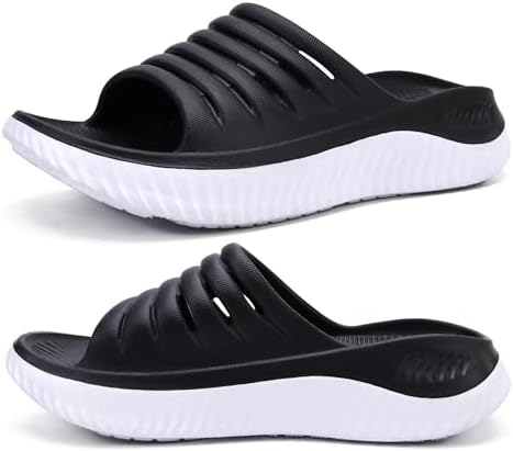 Recovery Sandals Women With Comfortable Arch in Black White