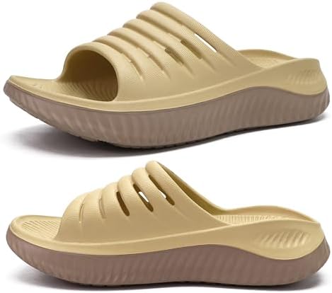Recovery Sandals Women With Comfortable Arch in Khaki Brown