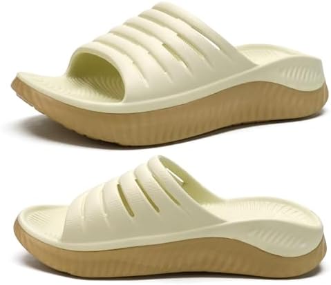 Recovery Sandals Women With Comfortable Arch in Beige Khaki