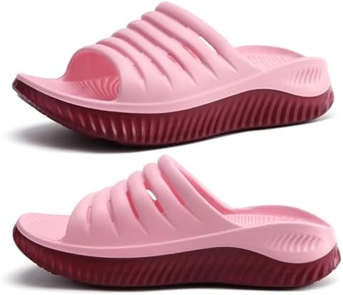 Recovery Sandals Women With Comfortable Arch in Pink Wine