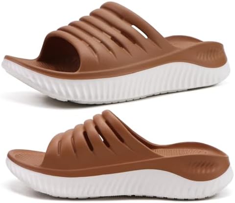 Recovery Sandals Women With Comfortable Arch in Khaki White