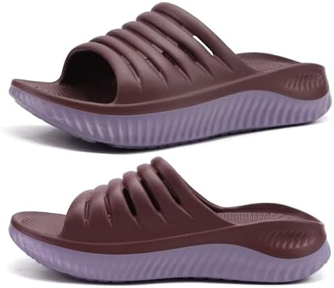 Recovery Sandals Women With Comfortable Arch in Brown Purple