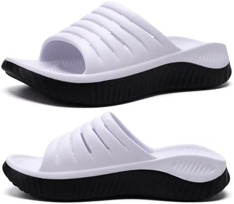 Recovery Sandals Women With Comfortable Arch in White Black