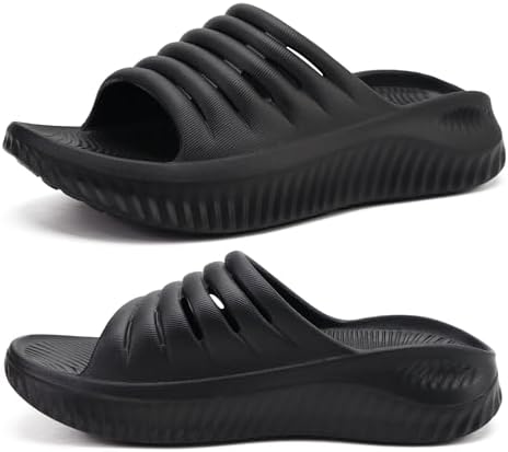 Recovery Sandals Women With Comfortable Arch in All Black