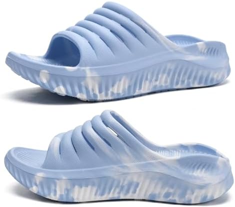 Recovery Sandals Women With Comfortable Arch in Camo Blue