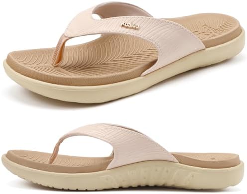 Women's Arch Support Flip Flop Sandals in Beige White
