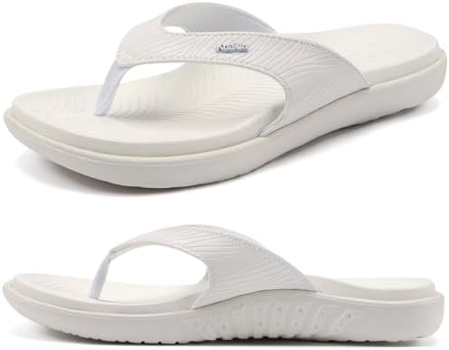 Women's Arch Support Flip Flop Sandals in Bright White