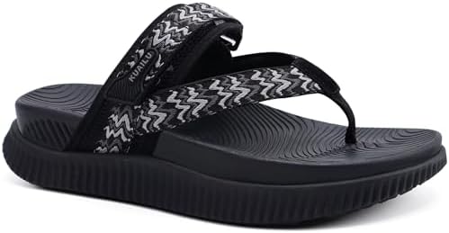Womens Arch Support Flip Flops & Sandals Thick in Black