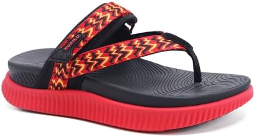 Womens Arch Support Flip Flops & Sandals Thick in Red Black