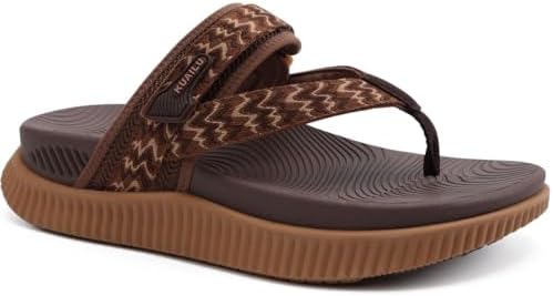 Womens Arch Support Flip Flops & Sandals Thick in Brown Khaki