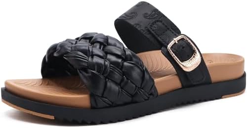 Women's Arch Support Open Toe Sandals in Tan Black