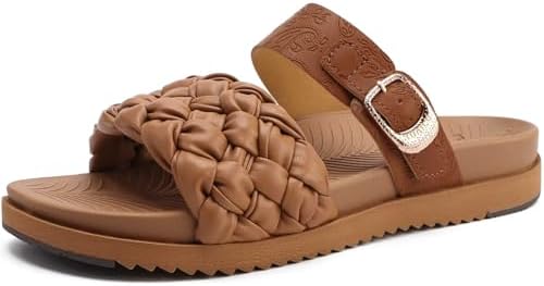 Women's Arch Support Open Toe Sandals in Tan Brown