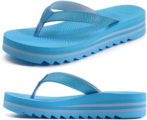 Women's Arch Support Platform Flip Flop Sandals in Sky Blue