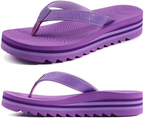 Women's Arch Support Platform Flip Flop Sandals in Purple