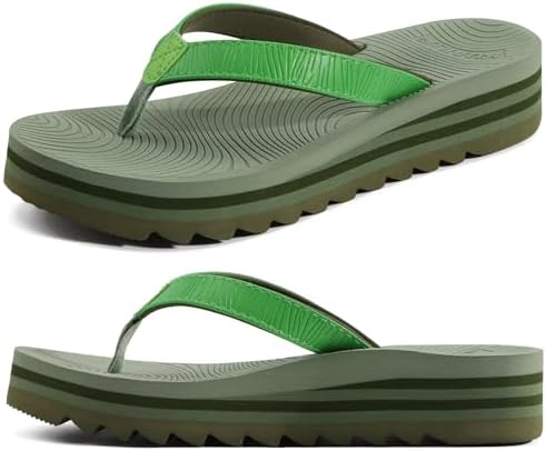 Women's Arch Support Platform Flip Flop Sandals in Green