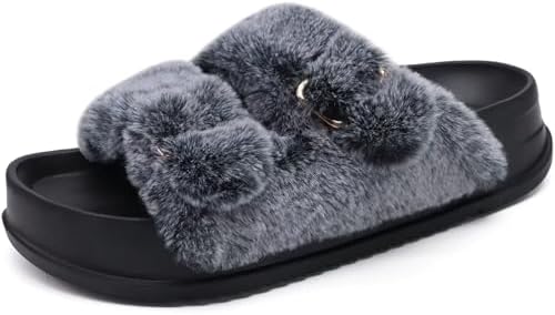 Womens Arch Support Slides Slippers Indoor Outdoor in Vogue Black (Tip Dyeing)