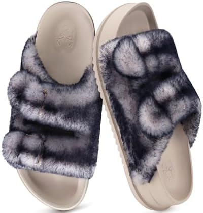 Womens Arch Support Slides Slippers Indoor Outdoor in White Black (Tip Dyeing)
