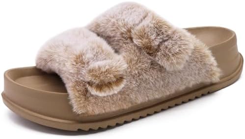 Womens Arch Support Slides Slippers Indoor Outdoor in Camel Brown (Tip Dyeing)