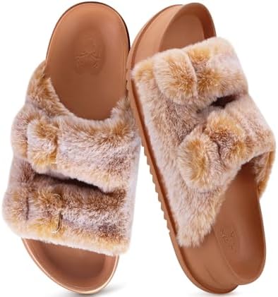 Womens Arch Support Slides Slippers Indoor Outdoor in Khaki (Tip Dyeing)
