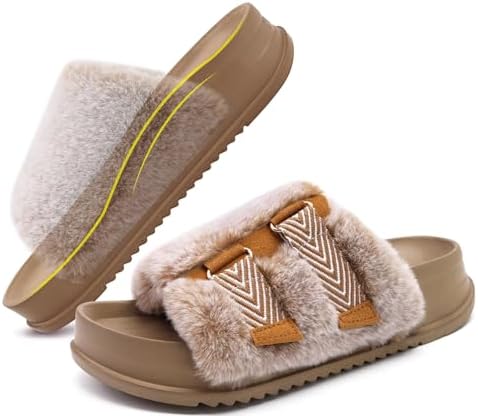 Women's Arch Support Slippers in Camel Brown (Adjustable)