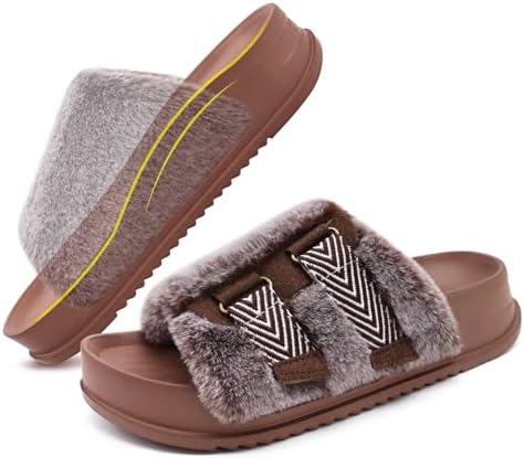 Women's Arch Support Slippers in Coffee Brown (Adjustable)